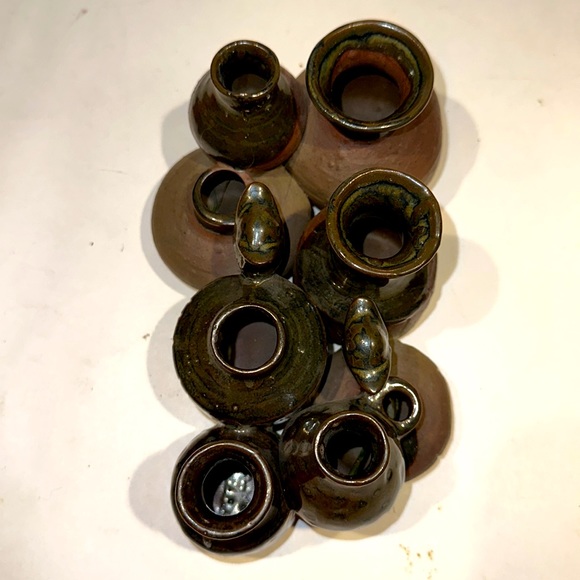 7 Vtg bud vases that are connected & 2 owls - crafted in Japan for Takahashi - Picture 7 of 9